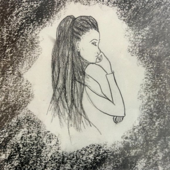 Homemade Sketch Woman Thinking Size is Buyers Choice - Picture 4 of 4